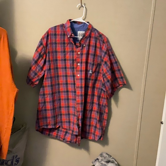 Cinch Red and Blue Casual Button Down Shirt - Picture 1 of 6